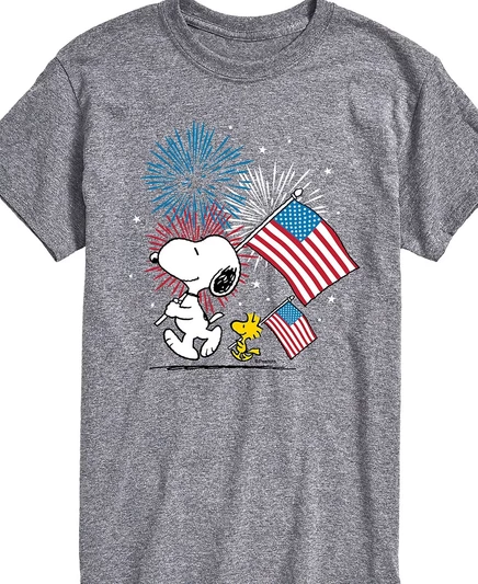 Мужская футболка с коротким рукавом AIRWAVES Peanuts Snoopy Flag Fireworks gray