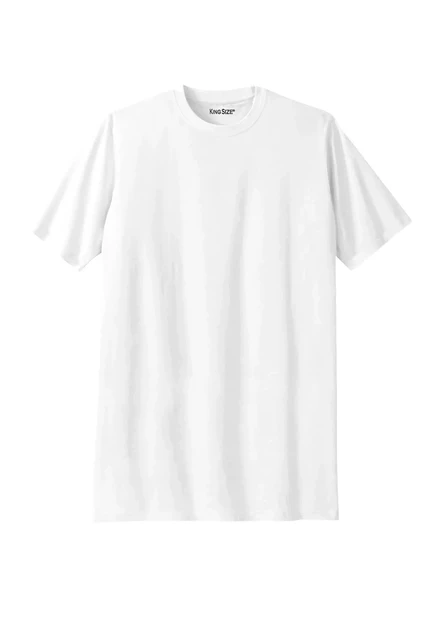 Легкая футболка с круглым вырезом без усадки KingSize Big & Tall white