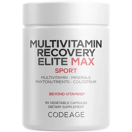 Добавка Codeage Multivitamin Recovery Elite Max - Витамины A, C, D, E, B-Комплекс, Необходимые минералы, Антиоксиданты, Спортивные мультивитамины, 90 капсул multi