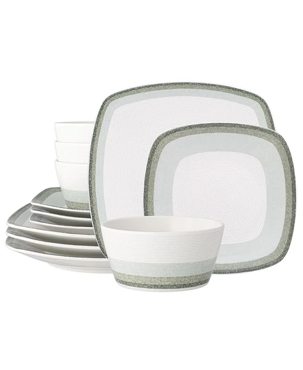 Набор столовой посуды Noritake Colorscapes Layers, 12 предметов, зеленый