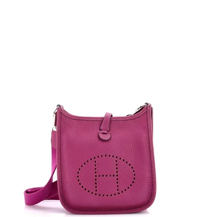 Женская сумка Hermès Evelyne TPM Gen III Clemence, розовая