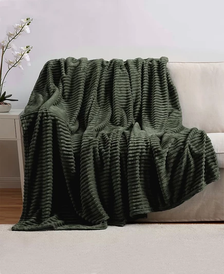 Плед Nestl Cut Plush, 127×152 см, оливковый