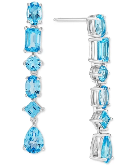 Серьги-подвески Macy's Swiss Blue Topaz, голубой топаз