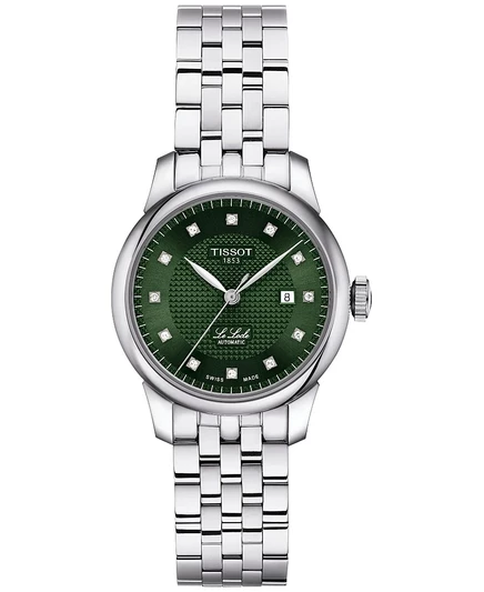 Женские часы Tissot Le Locle 29 мм, с бриллиантами, зеленые