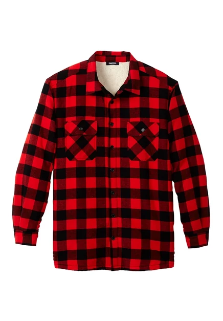 Флисовая куртка-рубашка из шерпа большого размера KingSize Big & Tall red buffalo check