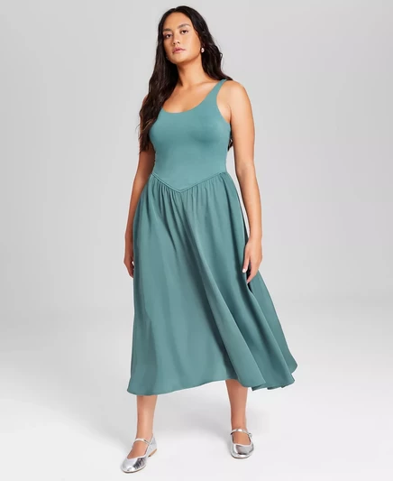  Женское платье из смешанной ткани с круглым вырезом, созданное для Macy's  north atlantic