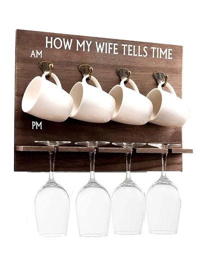 Настенная вешалка Bezrat «How My Wife Tells Time», коричневая