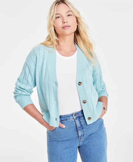  Женский кардиган с вышивкой в горошек, созданный для Macy's green mist