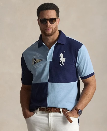 Мужская сетчатая рубашка-поло классического кроя Big & Tall от Polo Ralph Lauren синего цвета