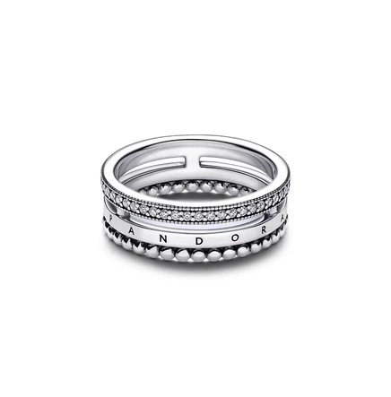 Женское кольцо Pandora Signature с паве, серебро