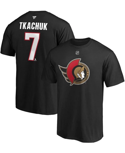 Мужская черная футболка Brady Tkachuk Ottawa Senators с аутентичным названием и номером Stack от Brady Tkachuk black