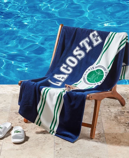 Полотенце пляжное Lacoste 91×183 см, синее
