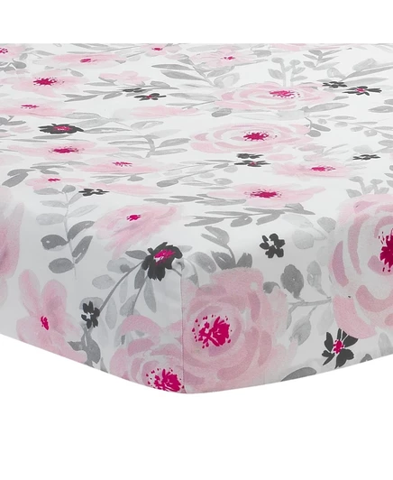 Простыня на резинке Bedtime Originals Blossom, розово-серая