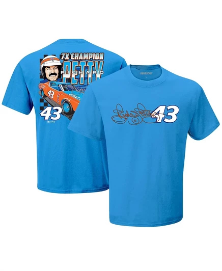 Мужская футболка Legacy Motor Club Team Collection синего цвета с семикратным чемпионом Ричардом Петти blue