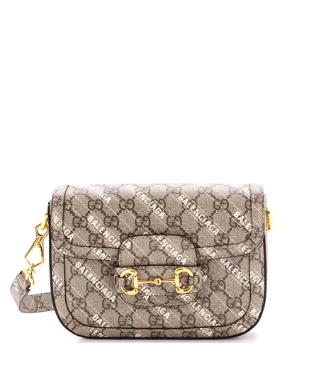 Женская сумка Pre-Owned Gucci Horsebit 1955, серая