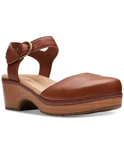 Женские сабо Clarks Paizlee Bay на устойчивом каблуке, коричневые