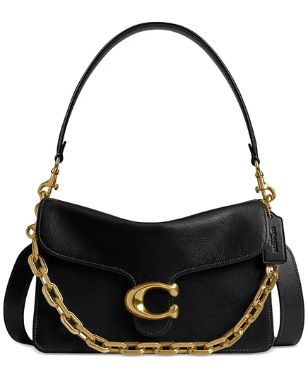 Женская сумка Coach Chain Tabby средняя из кожи, черная