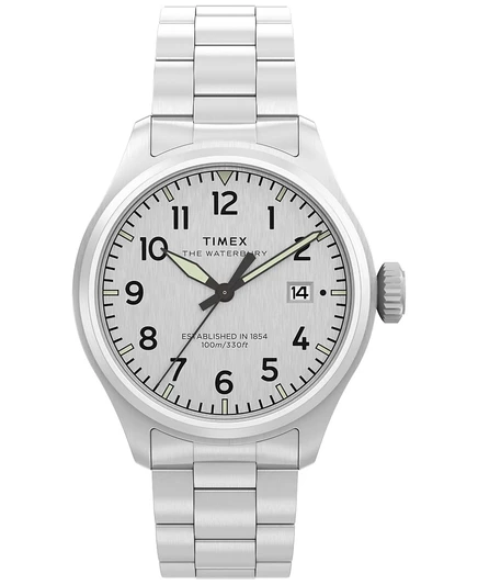 Мужские кварцевые аналоговые часы Timex из нержавеющей стали серебристого цвета, 41 мм, серебристый