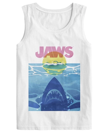 Гибридная одежда Мужская летняя футболка Jaws без рукавов с графическим рисунком белого цвета