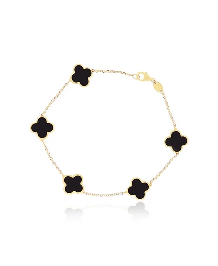 Женский браслет The Lovery Small Onyx клевер 14K, черный