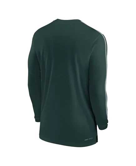 Мужская футболка Nike Michigan State Spartans 2024 Sideline Coach UV Performance с длинным рукавом green, white