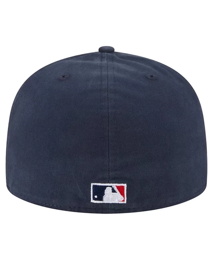 Мужская приталенная шляпа New Era Navy Atlanta Braves Championship с боковым флагом А-образной формы 59-го размера. navy