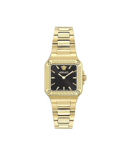 Женские часы-браслет Versace Greca Edge IP из желтого золота, 30x30 мм, золото
