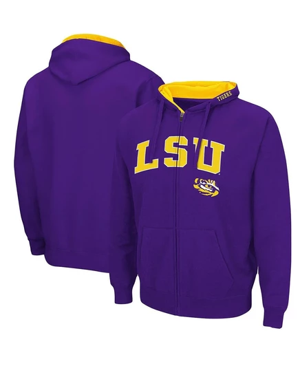 Мужская толстовка с капюшоном на молнии LSU Tigers Arch Logo 3.0 purple