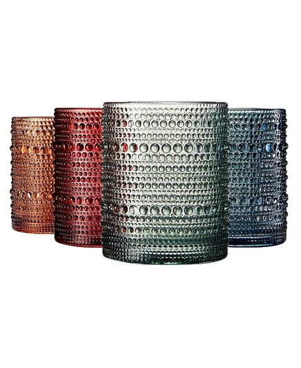 Набор стаканов The Wine Savant Khen Art Deco Hobnail, 4 шт., разноцветные