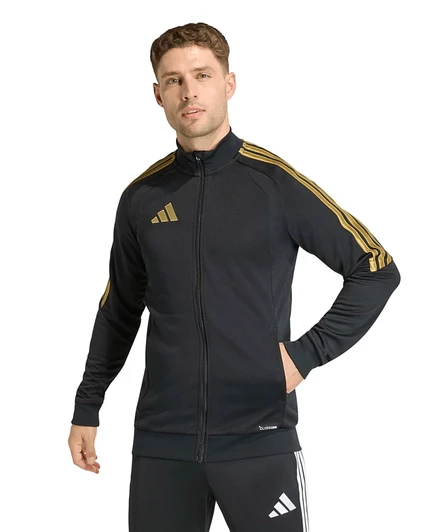 мужская тренировочная куртка adidas Metallic Tiro 26 League с воротником-стойкой черного цвета