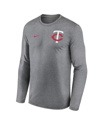 Мужская футболка с длинным рукавом Nike Heather Charcoal Minnesota Twins 2-Hit Legend Performance от Nike heather charcoal