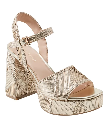  Женские босоножки Seleny на платформе и высоком блочном каблуке Seleny Metallic gold