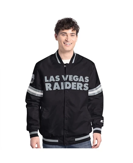 Мужская школьная куртка Starter's Black Las Vegas Raiders Scout на полной застежке