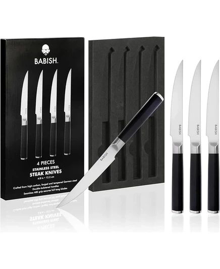 Набор ножей для стейка Babish из высокоуглеродистой немецкой стали 1.4116, 4 упаковки, 5 дюймов