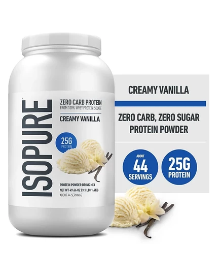 Isopure Zero Carb Чистый изолят сывороточного протеина в порошке, без лактозы, без глютена, Витамины, Сливочно-ванильный, 25 г белка на порцию, 44 порции без красителя