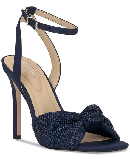  Женские модельные босоножки Ohela с узлом из бисера и ремешком на щиколотке navy baby satin