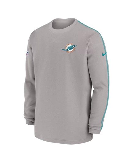 Мужской серый топ Nike Miami Dolphins 2024 Sideline Coachs с длинным рукавом от Nike gray, green