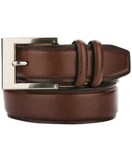 Мужской полированный ремень Perry Ellis Portfolio из тонкой кожи коричневого цвета