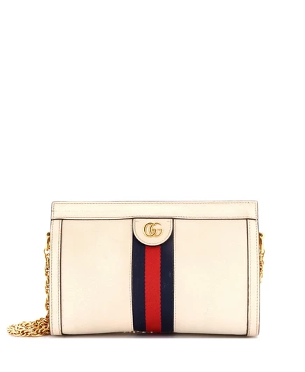Женская сумка Pre-Owned Gucci Ophidia кожаная с цепочкой, песочно‑бежевая
