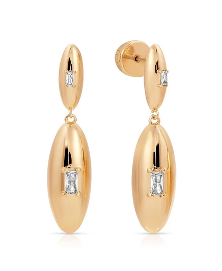 Серьги ettika oval dome double drop, позолота