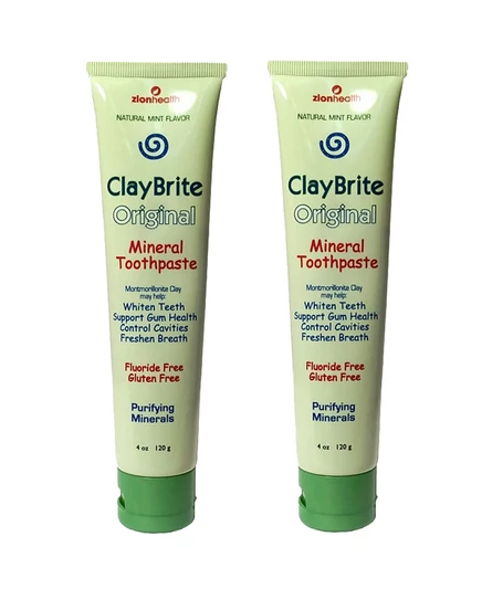 Зубная паста Zion Health Claybrite для превосходного здоровья десен, набор из 2 упаковок, 8 унций белого цвета