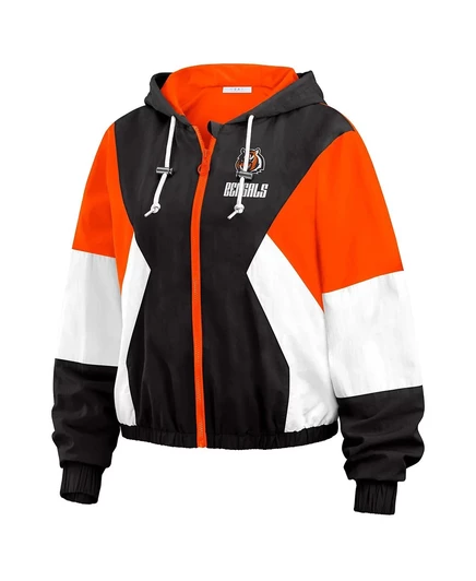 Одежда от Erin Andrews - черная ветровка-блок из цветного материала Cincinnati Bengals на молнии от Erin Andrews black, orange