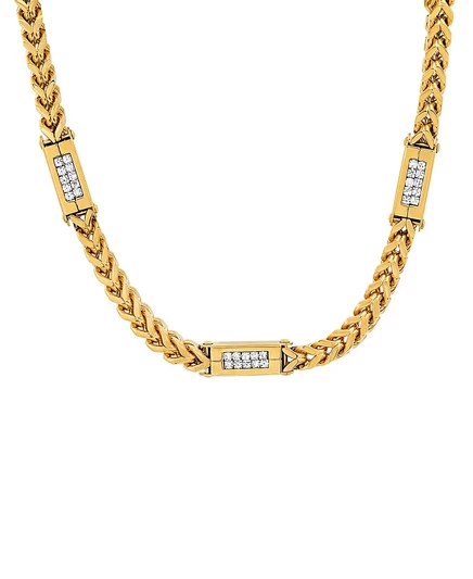Мужское ожерелье Steeltime позолота 18K, с кристаллами, 61 см