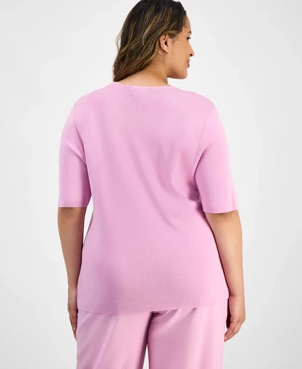 Трикотажная футболка Tahari ASL большого размера  pink macaroon