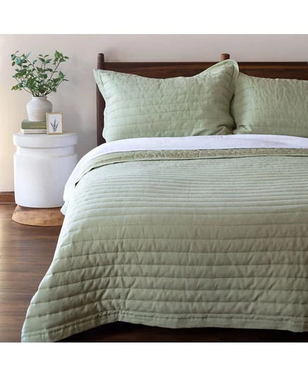 Покрывало Bokser Home из льна Full/Queen, зеленое