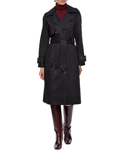  Женский тренч с капюшоном и поясом, созданный для Macy's black