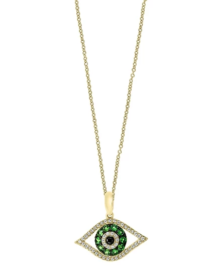 Колье EFFY Evil Eye с цаворитом и бриллиантами, золото 14k