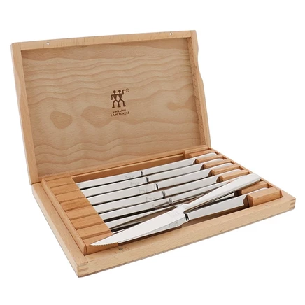Набор ножей для стейка ZWILLING Contemporary из нержавеющей стали на 8 предметов с деревянным футляром для презентаций