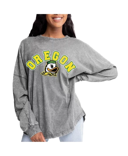 Женская толстовка-пуловер Gameday Couture серого цвета Oregon Ducks с выцветшим рисунком gray