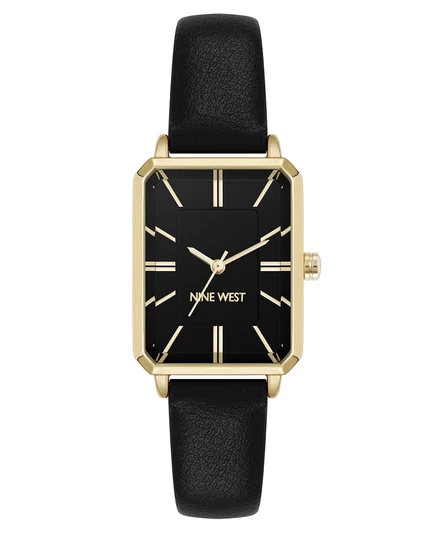 Женские миниатюрные кварцевые часы из черной кожи с позолотой, 25 мм black, gold-tone